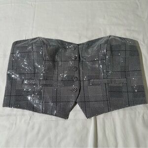 *New** Plus Size Glen Plaid Tube Top silver sequence size 1X